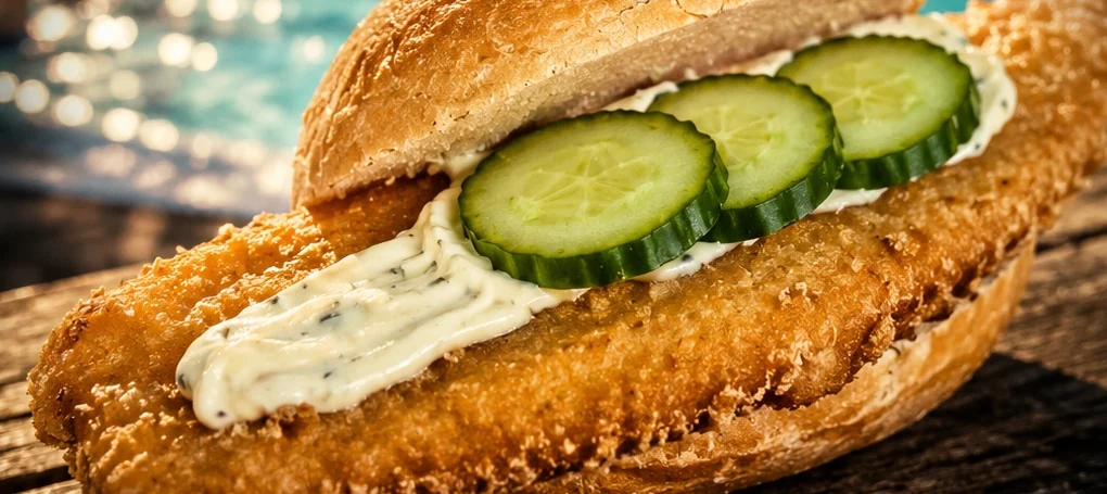 Knuspriger Backfisch im Brötchen