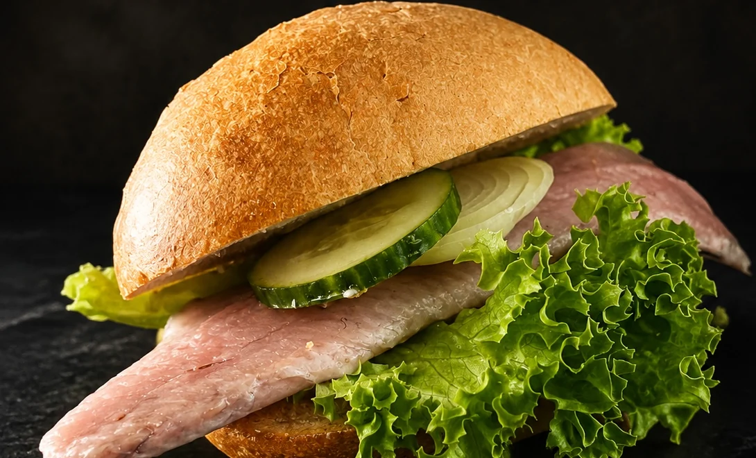 Matjesfilet im Brötchen
