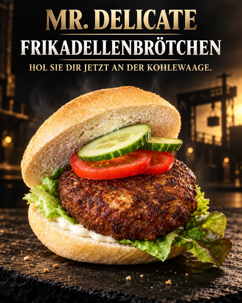 Frikadellenbrötchen mit Salat, Tomate und Gurke