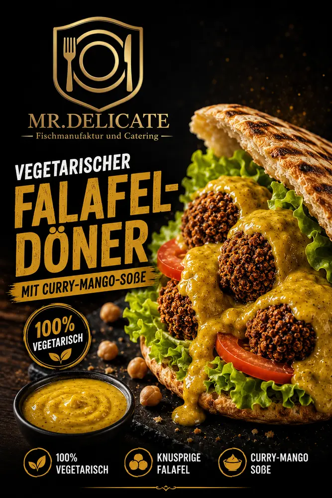 Beispielmotiv: vegetarischer Falafel-Döner mit Curry-Mango-Soße